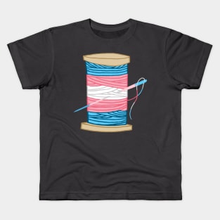 Thread Spool of Transgender Pride Flag Japanese Ocean Wave Kids T-Shirt